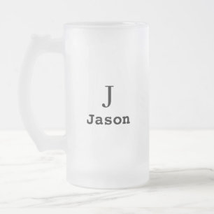 Elegant Monogram Initial Name Personalized Frosted Glass Beer Mug