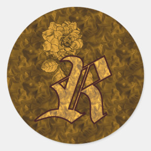 Elegant Monogram Initial R Gold Peony Sticker