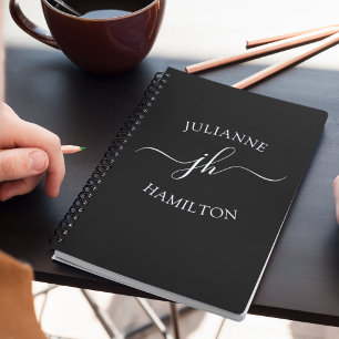Elegant Monogram Initial Script Name Notebook