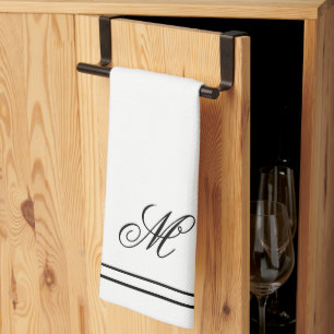 Elegant Monogram Initial Tea Towel