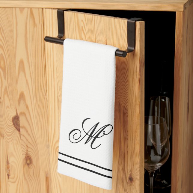 Elegant Monogram Initial  Tea Towel (Thirds Fold)