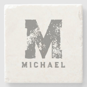 Elegant Monogram Initial Template Cool Marble Stone Coaster