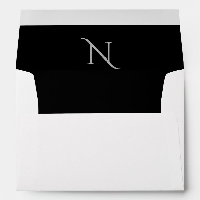 Elegant Monogram Initial Wedding Invitation Envelope (Back (Bottom))