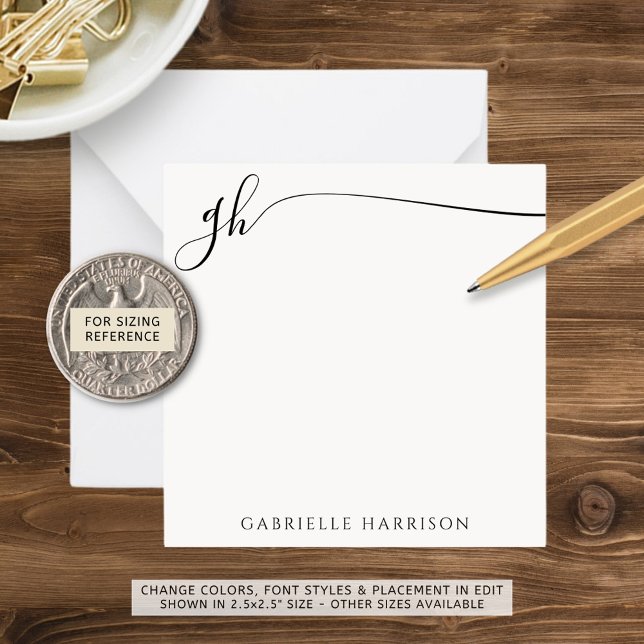 Elegant Monogram Initials Black Script Card (Creator Uploaded)