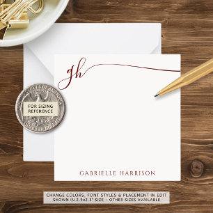 Elegant Monogram Initials Burgundy Maroon Script Card