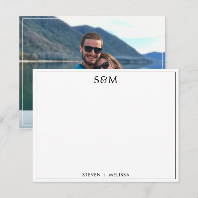 Elegant Monogram Initials Couple Name Photo Card (Front/Back)