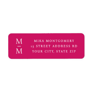 Elegant monogram initials deep rose return address