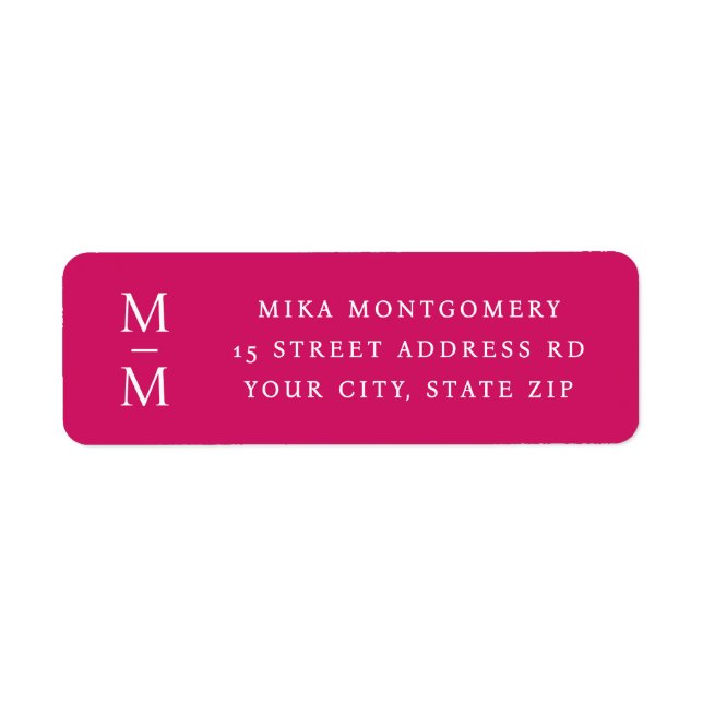 Elegant monogram initials deep rose return address (Front)