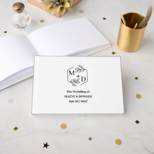 Elegant Monogram Initials Modern Wedding Guest Book