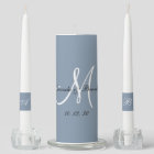 Elegant Monogram Initials Names Dusty Blue Wedding