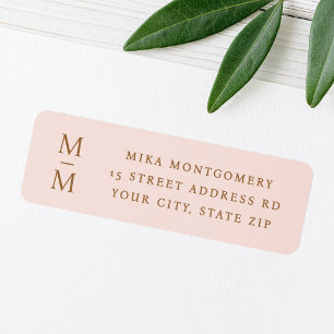 Elegant monogram initials pink return address