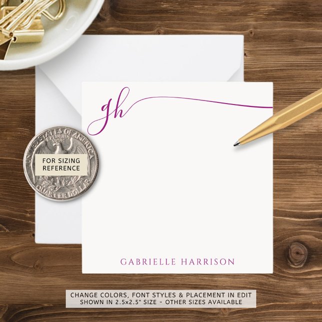 Elegant Monogram Initials Pink Script Card (Creator Uploaded)
