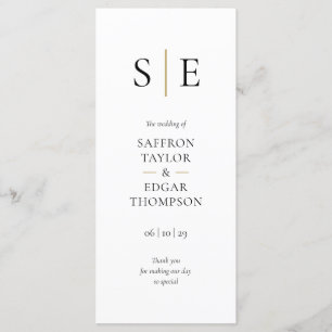 Elegant Monogram Initials Wedding Programme