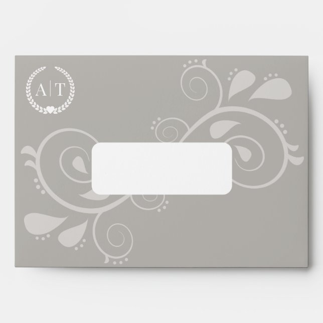 Elegant Monogram Initials with Return Address Envelope (Front)