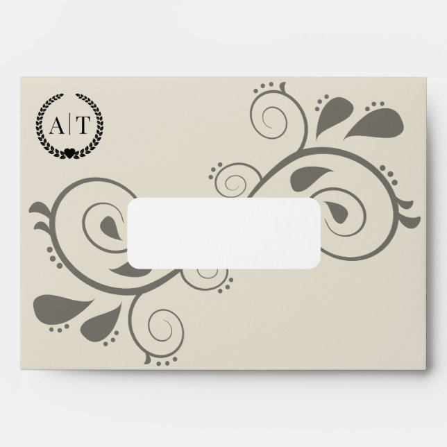 Elegant Monogram Initials with Return Address Envelope (Front)