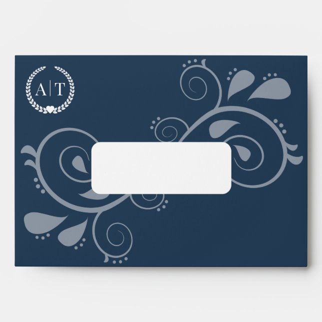 Elegant Monogram Initials with Return Address Envelope (Front)