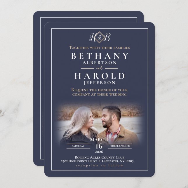 Elegant Monogram Invitation  (Front/Back)