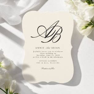 Elegant Monogram Ivory Wedding Invitation