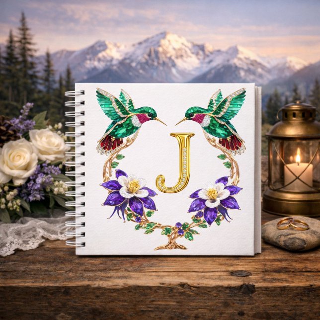 Elegant Monogram J Wedding Gift Hummingbird  Notebook (Creator Uploaded)