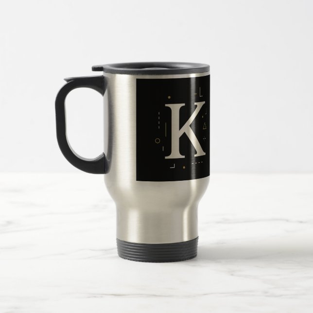 "Elegant Monogram K Mug – Personalised Coffee Cup  (Left)