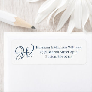 Elegant Monogram lake blue white custom Address