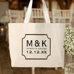 Elegant Monogram Large Wedding Tote Bag<br><div class="desc">A classic monogrammed tote bag with space for your initials,  names and wedding date. Suitable for all members of your wedding party. Just add your details</div>