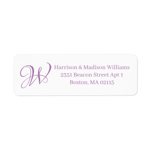 Elegant Monogram lavender custom Return Address  (Front)