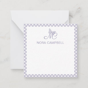 Elegant Monogram Lavender Gingham Personalised Card