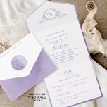 Elegant Monogram Lavender Lilac Watercolor Wedding All In One Invitation<br><div class="desc">Elegant All- in- One tri- fold wedding invitation with perforated RSVP postcard. Design with exquisite hand drawn botanical monogram encasing couples initials and delicate lavender, lilac and purple watercolor frame in the inside as well as lavender, lilac and purple hues watercolor wash sections on the outside. Modern hand written calligraphy...</div>