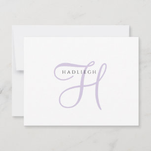 Elegant Monogram Lavender Script Card