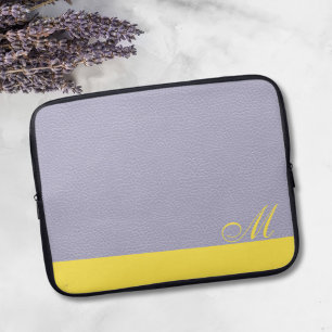 Elegant Monogram Lavender Yellow Laptop Sleeve