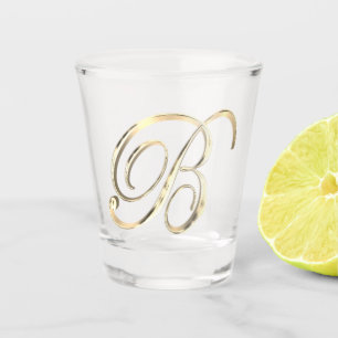 Elegant Monogram Letter B Faux Gold Chic Shot Glass