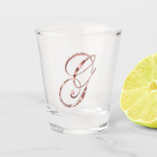 Elegant Monogram Letter G Rose Gold Chic Shot Glass