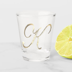 Elegant Monogram Letter K Faux Gold Chic Shot Glass