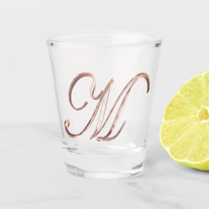 Elegant Monogram Letter M Faux Rose Gold Chic Shot Glass