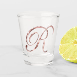 Elegant Monogram Letter R Rose Gold Chic Shot Glass