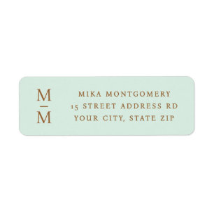 Elegant monogram light mint green return address