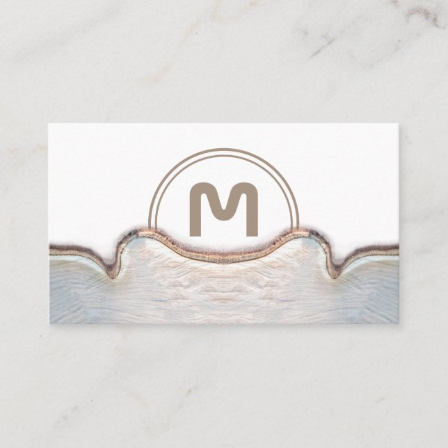 Elegant monogram light wooden carpentry business c business card (Front)