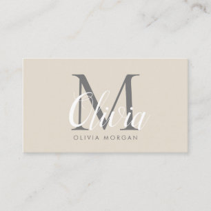 Elegant monogram logo beige grey professional business card