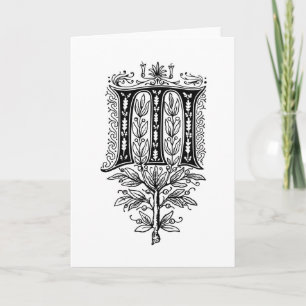 Elegant Monogram M Fancy Letter Note Card