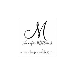 Elegant Monogram Makeup and Hair Salon Rubber Stamp