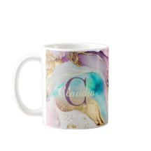 Elegant Monogram Marble Liquid Ink