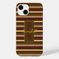 ELEGANT MONOGRAM MASCULINE HORIZONTAL BROWN STRIPE