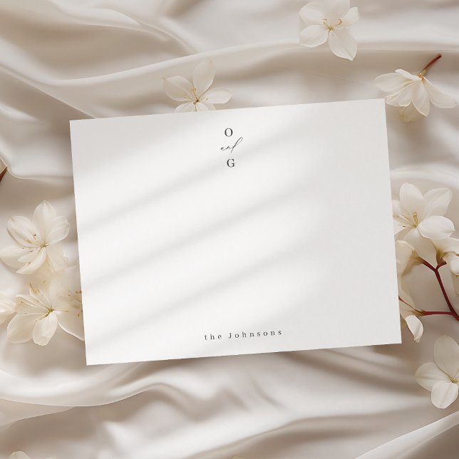 Elegant monogram minimal personalised Stationery Card (Elegant monogram minimal personalized Stationery Note Card)