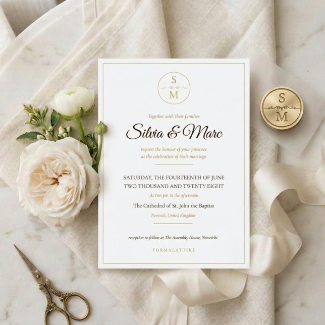Elegant Monogram Minimal Wedding Invitation (Creator Uploaded)