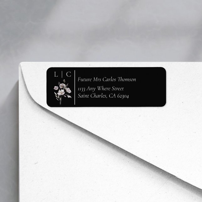 Elegant monogram minimalist black RSVP address (Creator Uploaded)