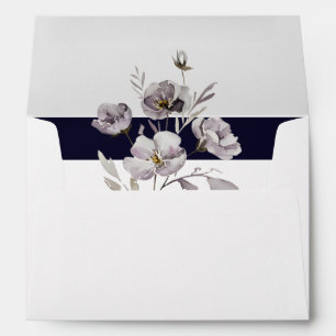 Elegant monogram minimalist dark navy, watercolor envelope