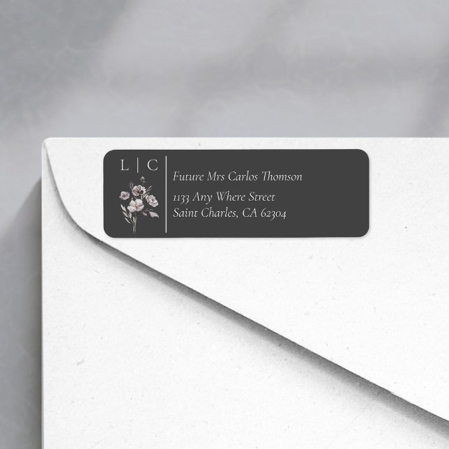 Elegant monogram minimalist grey RSVP address (Creator Uploaded)