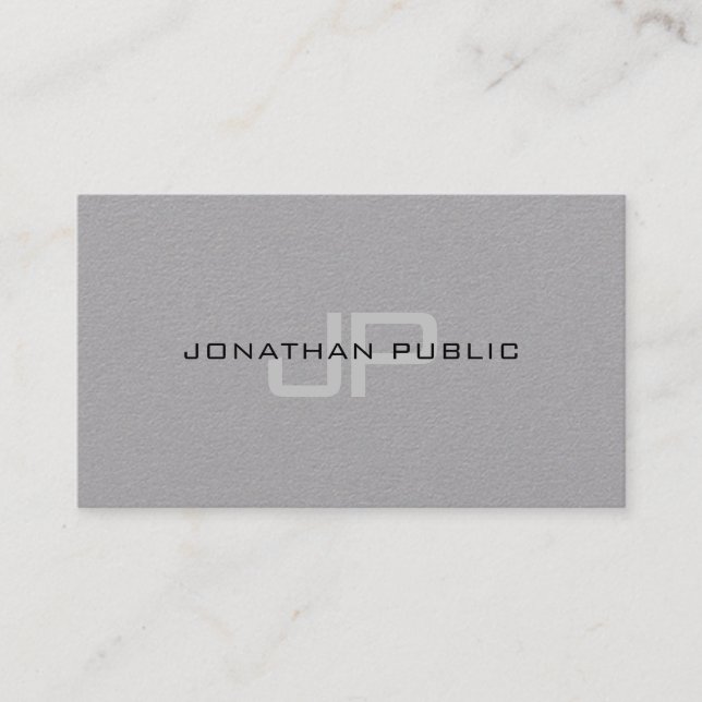 Elegant Monogram Minimalist Grey Template Luxury Business Card (Front)