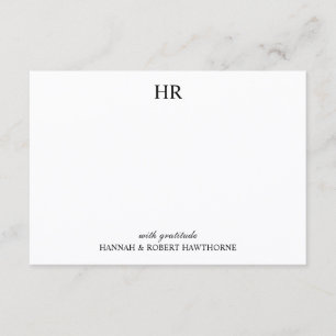 Elegant Monogram Minimalist Wedding Thank You Card